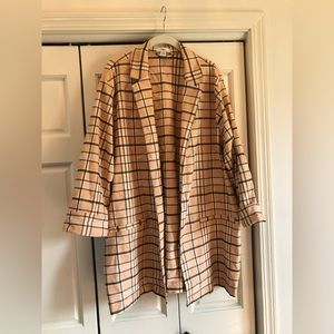 Rue+ tan, black and white plaid lightweight coat, 3X